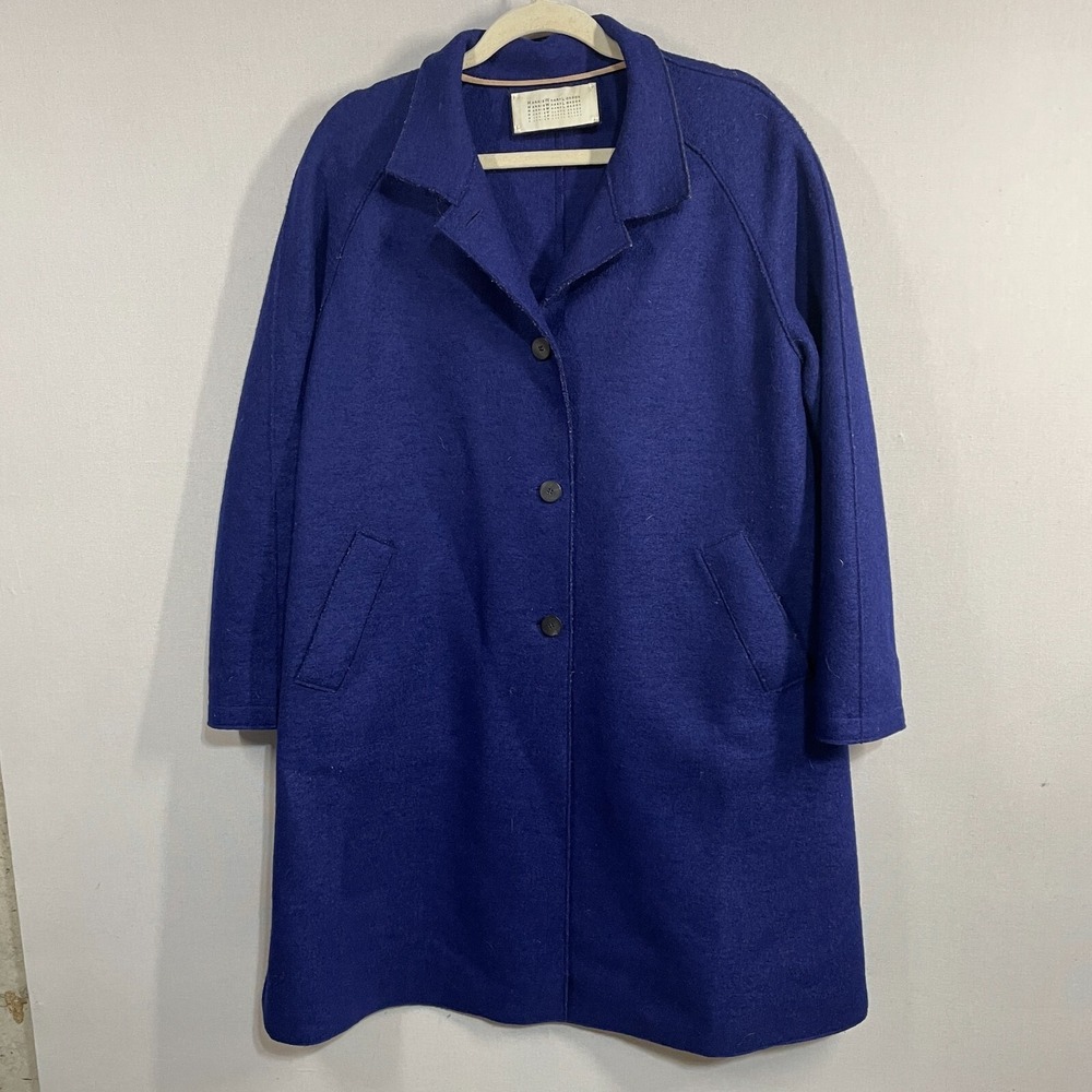 Harris Wharf London Coat Womens IT 42 US 6 Royal Blue Overcoat Classic Wool